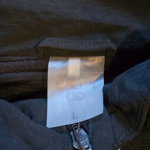 Women's Calia Hooded Windbreaker Jacket L Black with White Drawstrings - Picture 5 of 5